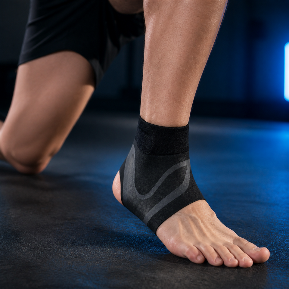 AnkleGuard™ Sports Compression Sleeve shown in everyday use