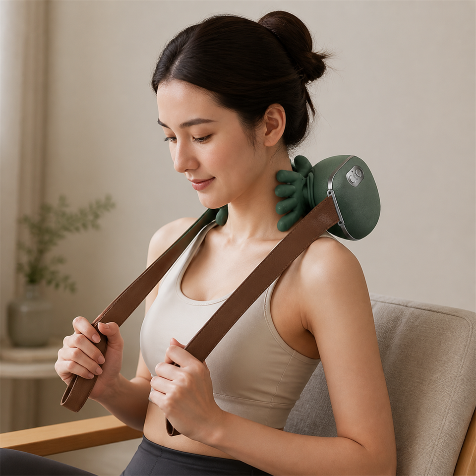 NeckRelax™ Shoulder & Back Kneading Massager shown in everyday use