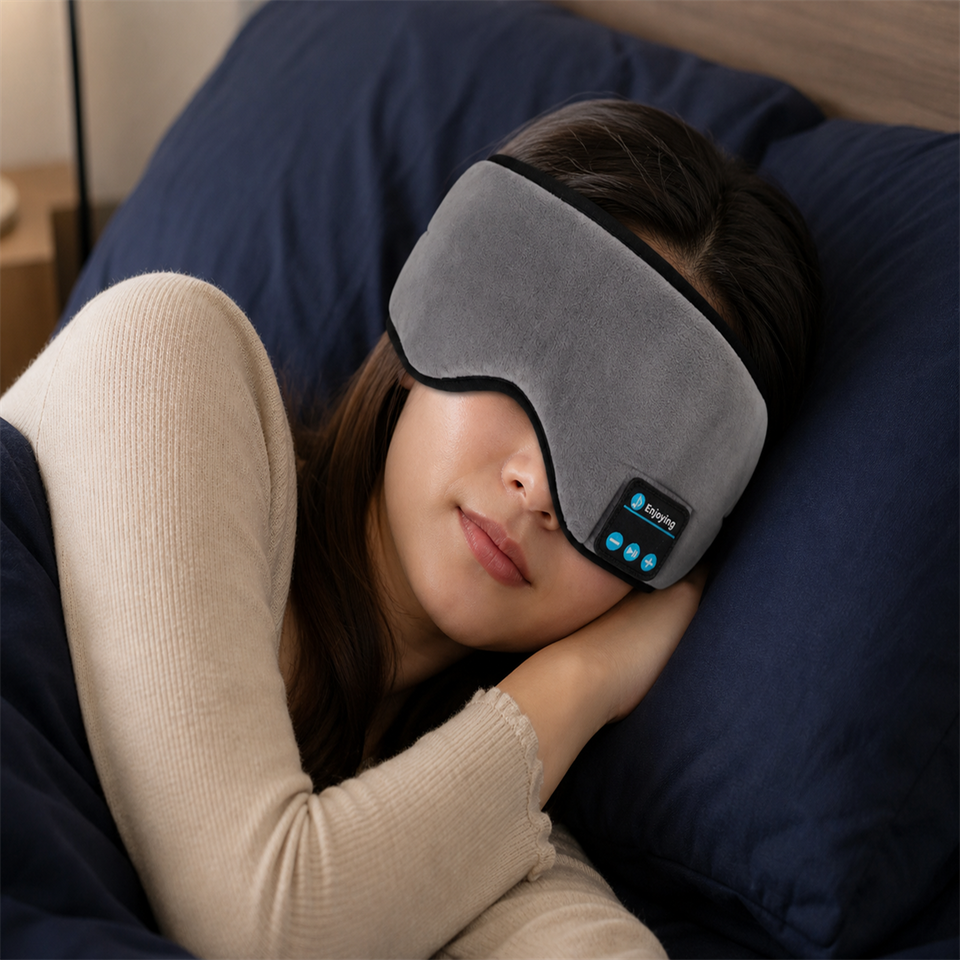 DreamSound™ Bluetooth Sleep Mask shown in everyday use
