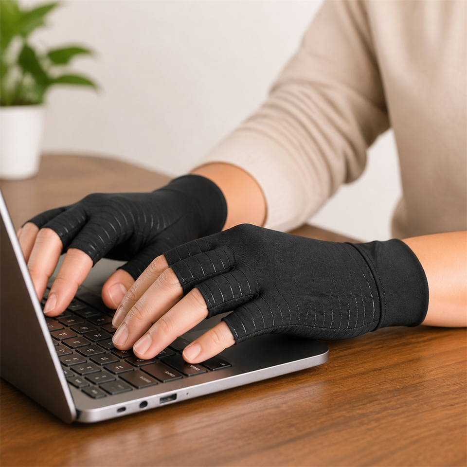 ComfortGrip™ Compression Gloves shown in everyday use