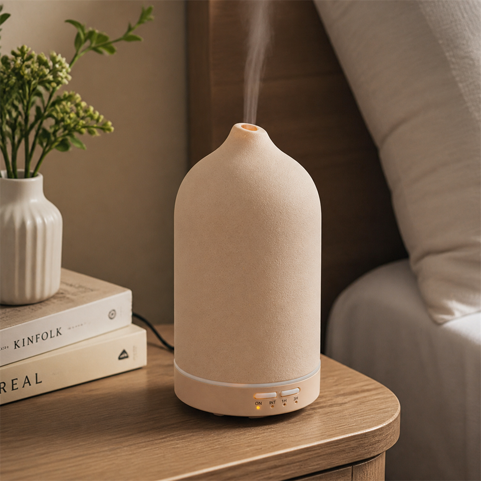 AuraCalm™ Ceramic Aroma Diffuser shown in everyday use