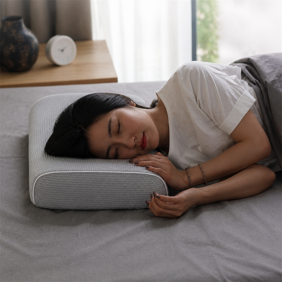 CloudRest™ Memory Foam Sleep Pillow shown in everyday use