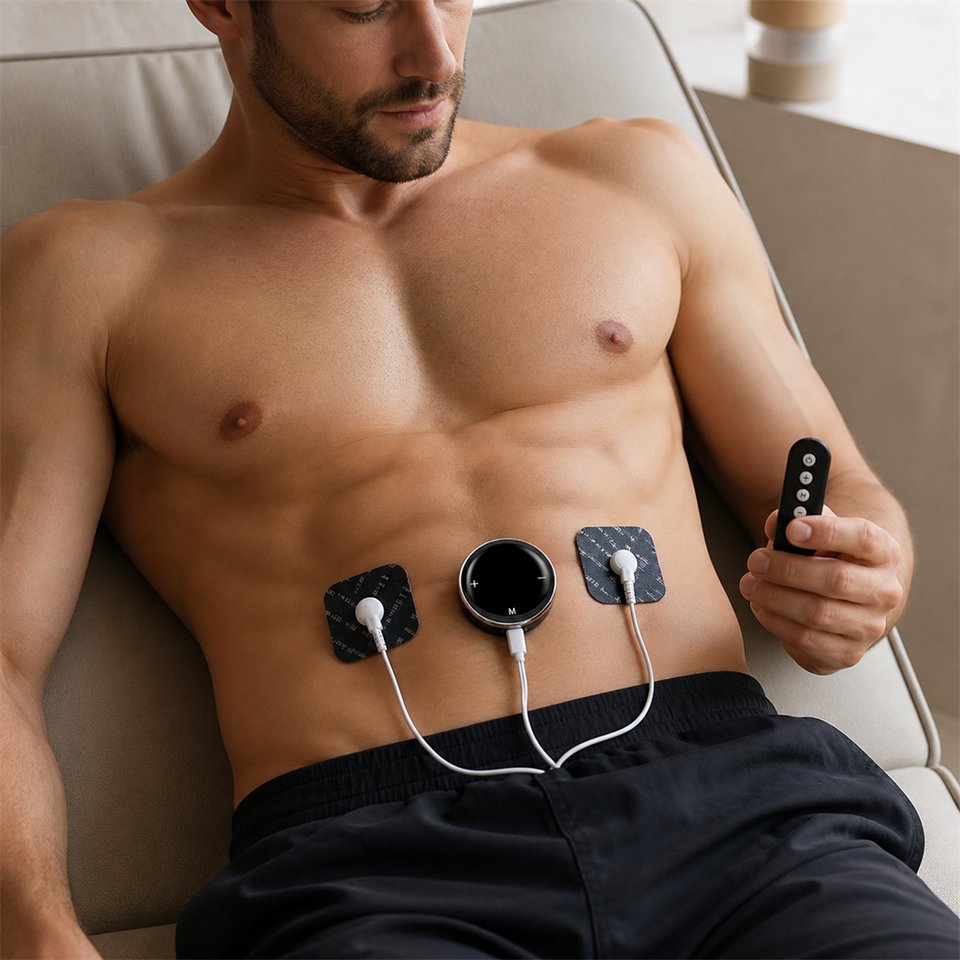 PulseRelief™ Wireless TENS + EMS Unit shown in everyday use