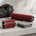 RecoverRoll™ Adjustable Travel Foam Roller included items and scale